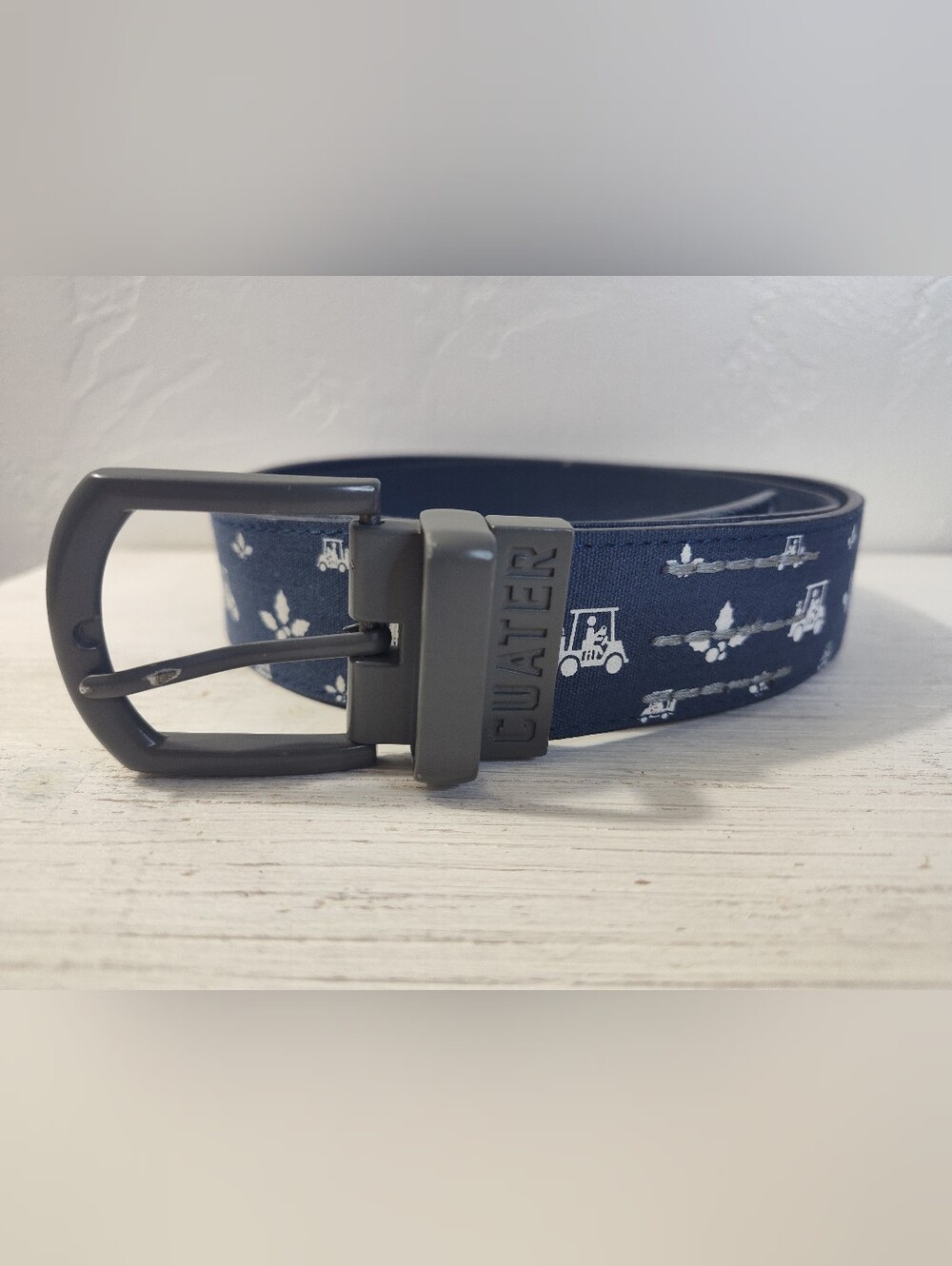 Blue Cuater by TravisMathew Golf Belt Metal Keeper Loop Golf Cart Pattern